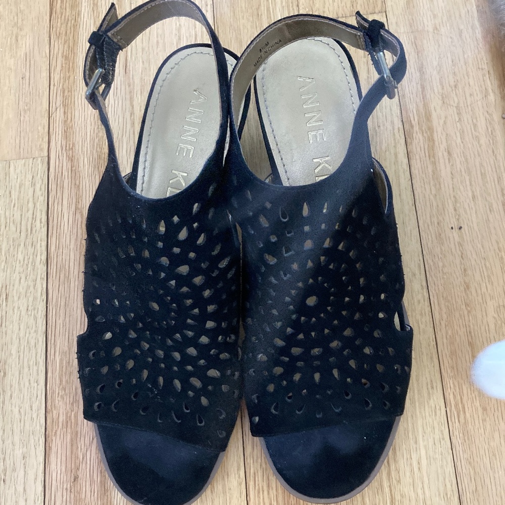 Anne Klein suede  low heel sandles